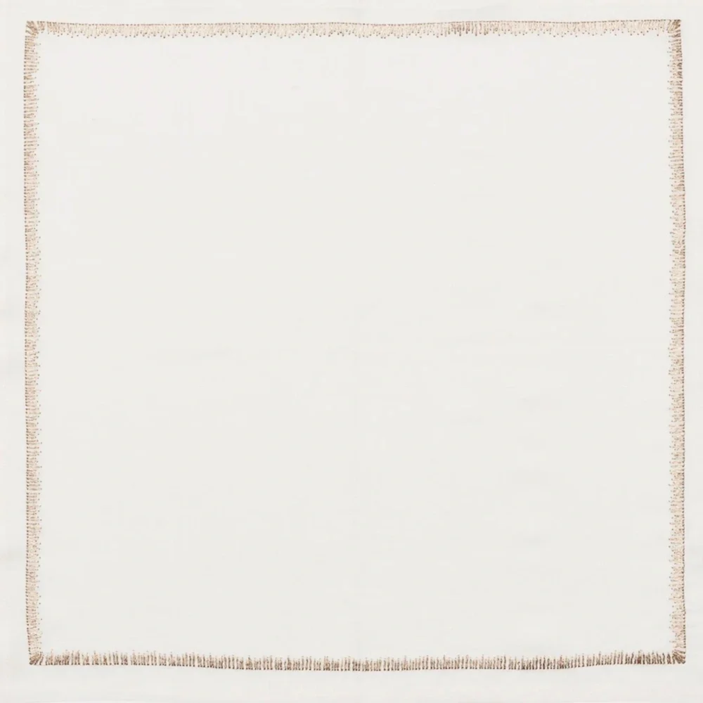 NWT KIM SEYBERT FILAMENT NAPKIN WHITE LINEN MULTI SET OF 2 metallic embroidery